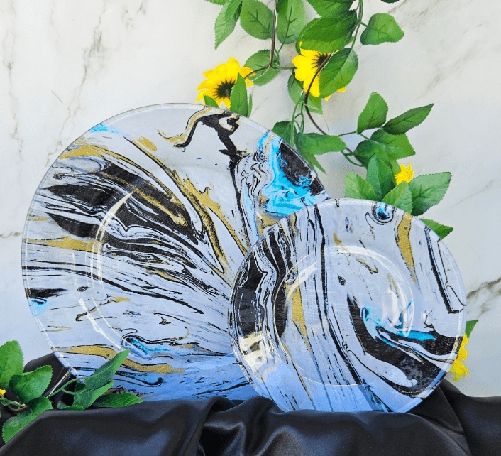 Reverse Decoupaged Glass Plate
